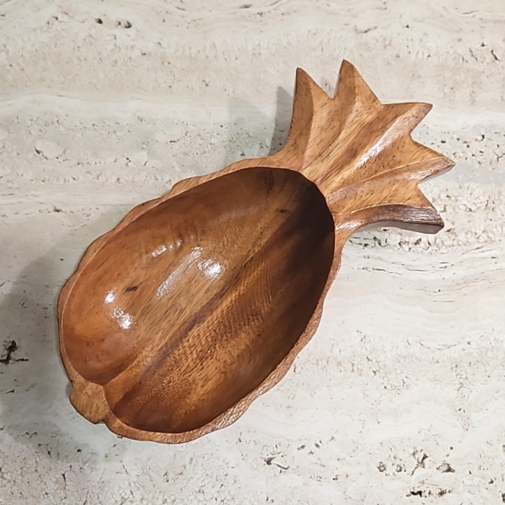 Vintage MCM wooden pineapple bowl